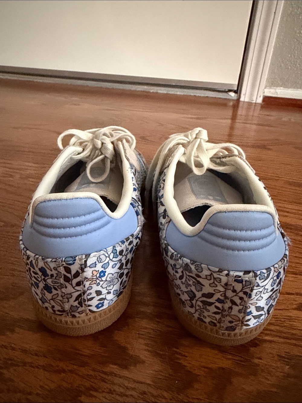 adidas Women’s Blue and Cream Floral Sneakers - Picture 2 of 2